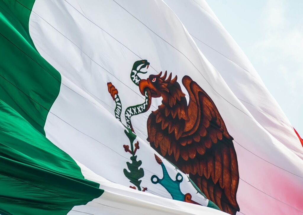 Bandera mexicana en Dolores Hidalgo en Guanajuato