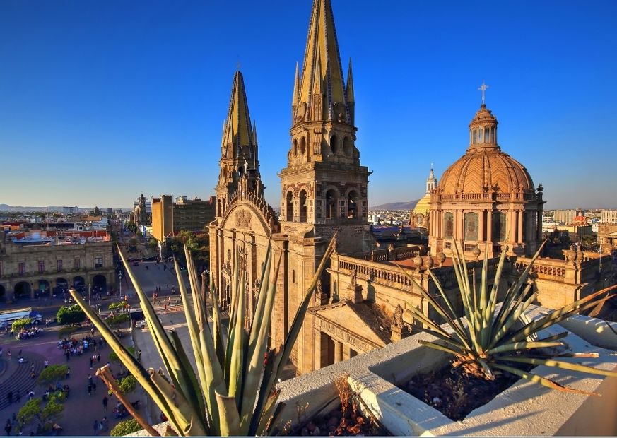 Vista de arriba de la catedral de Guadalajara